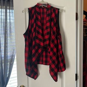Red and black plaid top/vest